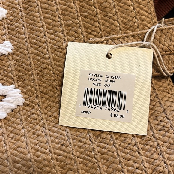 NWT Sol And Mer, Aloha Beaches Braided Straw Tote, Tan - Picture 9 of 9